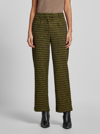 ICHI Wide leg stoffen broek met bandplooien, model 'KATE MOSLEY' Groen - 4