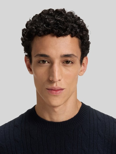 BOSS Regular Fit Strickpullover aus Schurwoll-Kaschmir-Mix Modell 'HETICO' Marine 3