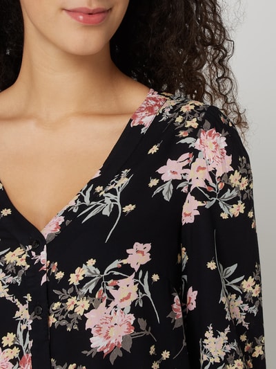 Pieces Blouse met bloemenmotief, model 'Paola' Zwart - 3