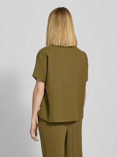 Tom Tailor Denim Boxy Fit Bluse aus reiner Baumwolle Khaki 5