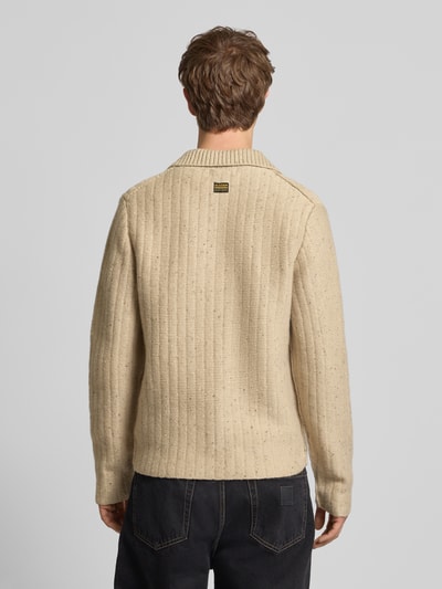 G-Star Raw Strickpullover mit Polokragen und Reißverschluss Beige 5