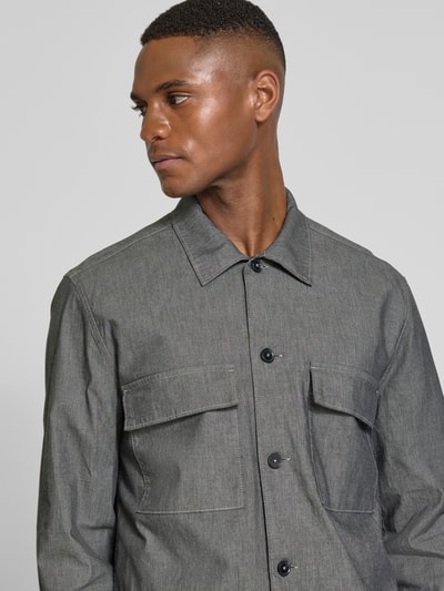 Marc O'Polo Loose Fit Hemdjacke aus Baumwoll-Chambray Mittelgrau 3