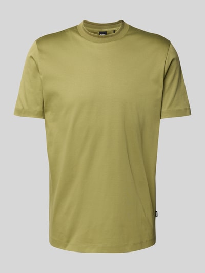BOSS T-shirt met geribde ronde hals, model 'Tessler' Lindegroen - 2