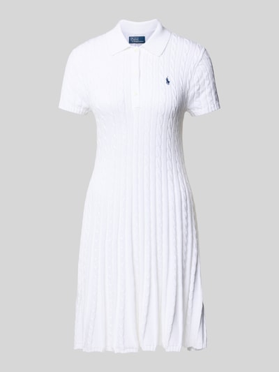 Polo Ralph Lauren Knielanges Kleid mit Zopfmuster Weiss 2