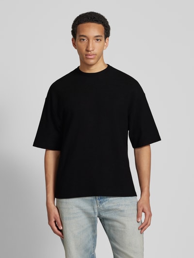 REVIEW T-Shirt mit Strukturmuster Black 4