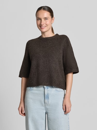 VERO MODA oversized pullover met wol model 'BOOM' Chocoladebruin - 4