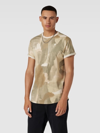 G-Star RAW T-Shirt mit Label-Print Beige 4