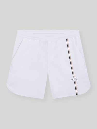BOSS Green Regular Fit Sportshorts mit Logo-Details Modell 'SH_TOC GAME 8 INCH' Weiss 2