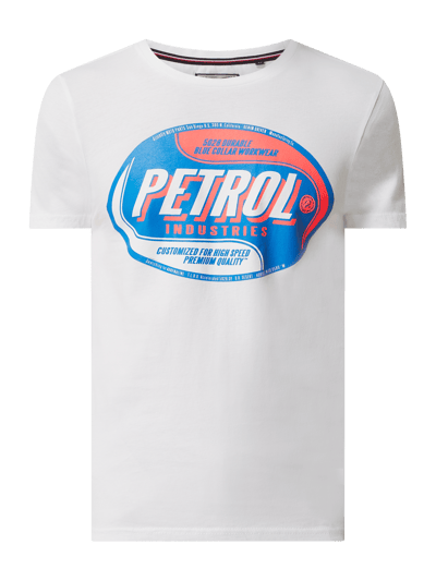 Petrol T-shirt met logoprint  Wit - 2