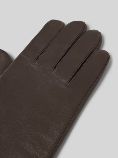 Roeckl Vingerhandschoenen met labelapplicatie, model 'Boston' Donkerbruin - 3