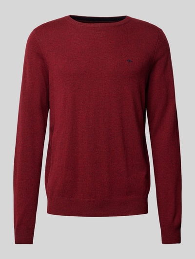 Fynch-Hatton Gebreide pullover met labelstitching Bordeaux - 2