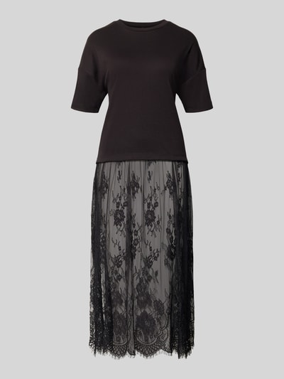 Produktfoto, czarne Fließendes Freizeitkleid mit Spitzenbesatz Modell 'TAHLIA' von ONLY, sukienka casualowa z obszyciem koronką, damska marki ONLY