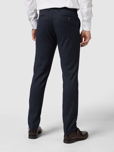 MCNEAL Slim Fit Business-Hose mit Webmuster Marine 5