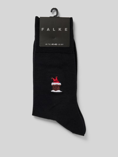 Falke Sokken met motiefstitching Zwart - 3