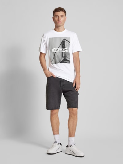 G-Star Raw T-Shirt mit Motiv- und Label-Print Modell 'oldskool' Weiss 1