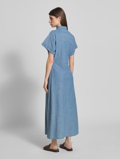 Stefanel Sukienka koszulowa z imitacji denimu z krytą listwą guzikową Jeansowy niebieski 5