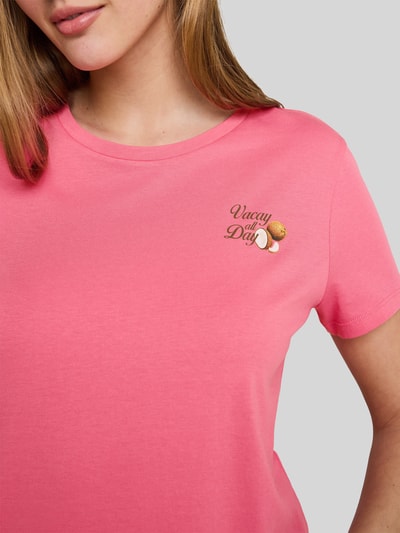 Tom Tailor Denim Regular Fit T-Shirt aus reiner Baumwolle mit Motiv-Print Pink 3