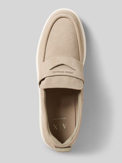 Produktfoto, Loafer aus echtem Leder Modell 'London' von Armani Exchange in Beige mit glatter Sohle, abgerundeter Passform, dezente Textur