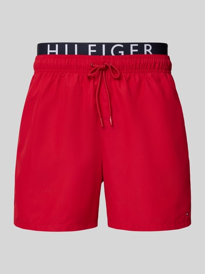 Tommy Hilfiger Regular Fit Badeshorts mit Label-Bund Rot 1