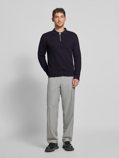 Jack & Jones Premium Strickpullover mit gerippten Abschlüssen Modell 'MILANO' Dunkelblau 1