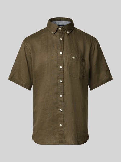 Fynch-Hatton Regular Fit Leinenhemd mit Button-Down-Kragen Oliv 2
