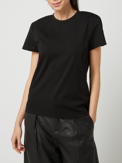 Designers Remix T-shirt z poduszkami na ramionach model ‘Modena’ Czarny 4