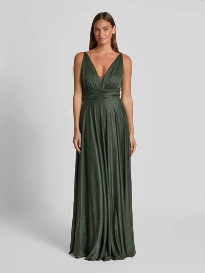 Jake*s Cocktail Abendkleid mit V-Ausschnitt und Taillenband Apfel Melange 4