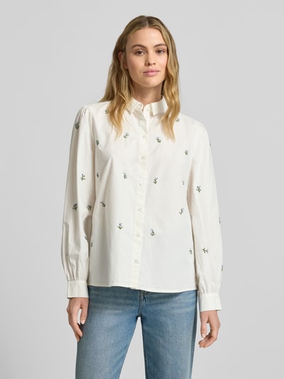 ICHI Regular Fit Bluse mit Stitchings Modell 'SANAZ' Weiss 4