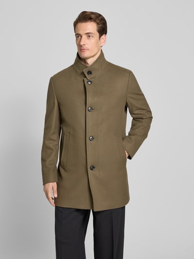 Strellson Regular fit lange jas met opstaande kraag, model 'Finchley' Olijfgroen - 4