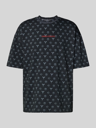 Carlo Colucci T-shirt o kroju oversized z wyhaftowanym logo Czarny 2