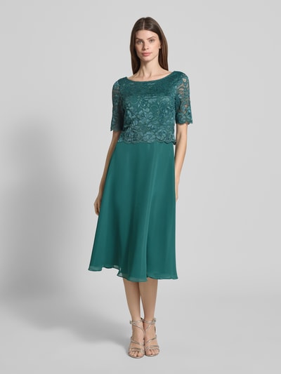 Vera Mont Knielange cocktailjurk met kant Smaragdgroen - 4