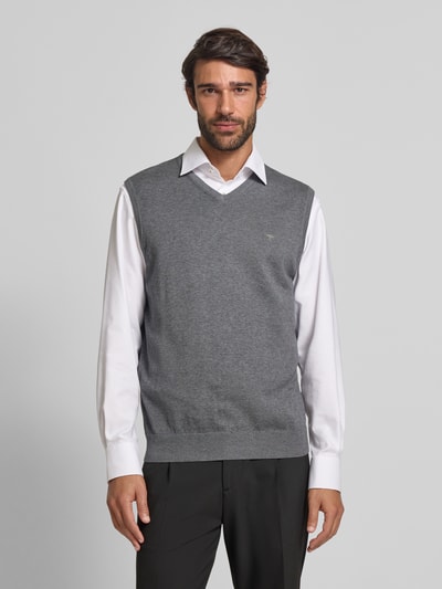 Fynch-Hatton Pullunder mit Logo-Detail Modell 'Slipover Superfine' Mittelgrau 4