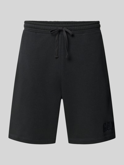 Produktfoto, Straight Fit Shorts mit Logo-Stitching Modell 'Heritage' von GAP aus schwarzem Baumwoll-Mix, elastischer Bund mit Tunnelzug, Herren Shorts, Bundweite 46 cm, Innenbeinlänge 22 cm.