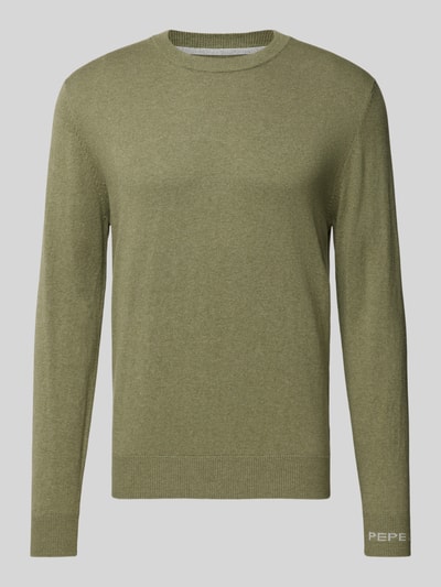 Pepe Jeans Strickpullover mit Rundhalsausschnitt Modell 'Andre' Oliv 2