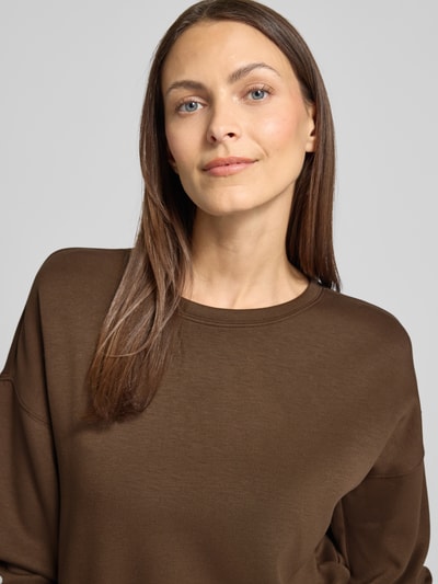 MSCH Copenhagen Sweatshirt aus Viskose-Mix mit Rundhalsausschnitt Modell 'Ima' Dunkelbraun 3