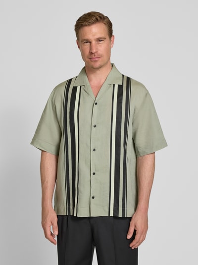 HUGO Koszula casualowa o kroju relaxed fit z mieszanki lnu i lyocellu model 'ESPINO' Miętowy 4