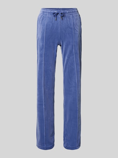 Produktfoto, spodnie dresowe z mieszanki materiałów z dodatkiem streczu, krój regular fit, szwy wzdłużne, elastyczny pas, model 'TINA' od Juicy Couture, długość wewnętrzna nogawki dla rozmiaru S 80 cm.