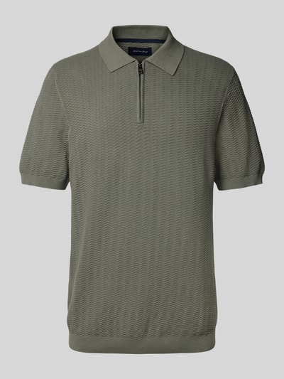 Christian Berg Men Regular Fit Poloshirt mit kurzem Reißverschluss Metallic Gruen 2