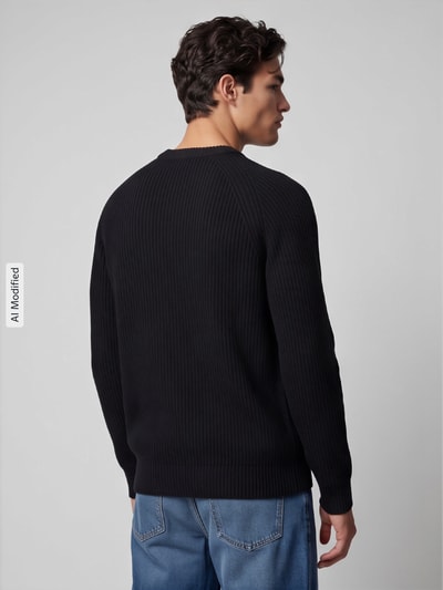Selected Regular Fit Pullover aus reiner Baumwolle Modell 'BRAUN' Black 5