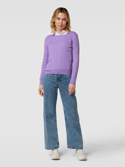 Montego Gebreide pullover met kabelpatroon Violet - 1