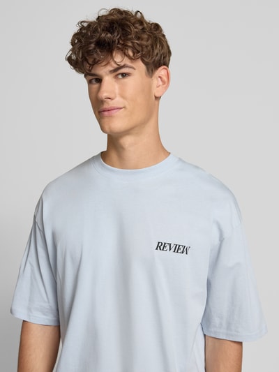 REVIEW T-shirt met extra brede schouders IJsblauw - 3