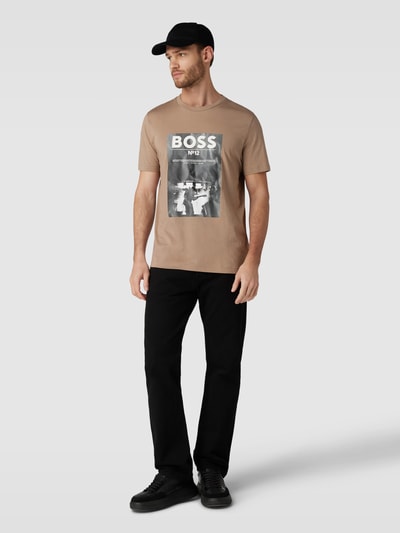 BOSS Orange T-Shirt mit Logo-Motiv-Print Beige 1