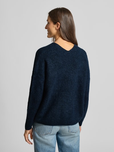 MOS MOSH Oversized gebreide pullover met ribboorden, model 'THORA' Donkerblauw - 5
