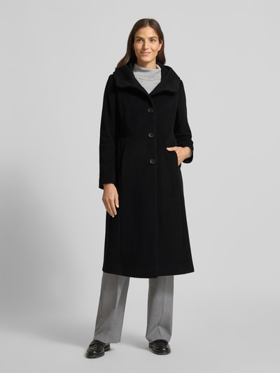 Milo Coats Lange jas met opstaande kraag, model 'STACY' Zwart - 4