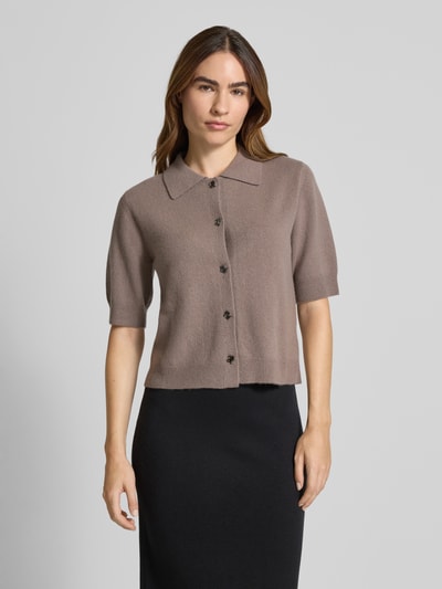 Hemisphere T-shirt o kroju regular fit z imitacji dzianiny z mieszanki kaszmiru Szarobrązowy 4