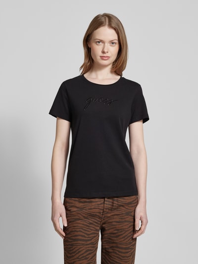 Guess T-Shirt mit Label-Stitching Modell 'LUCIA' Black 4