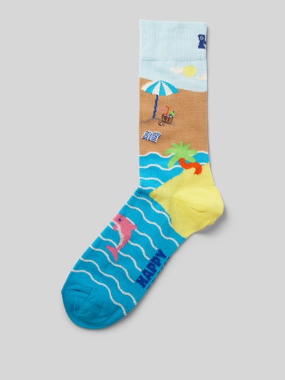 Happy Socks Socken mit Label-Print Aqua 1