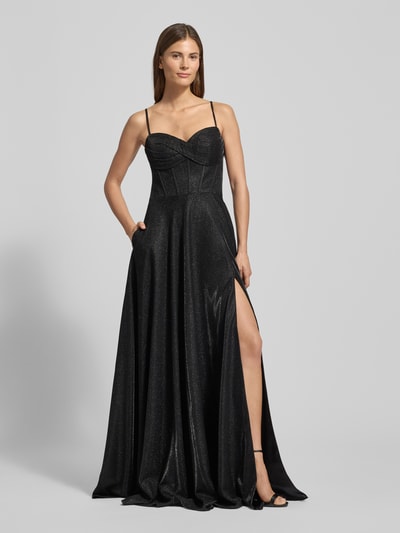 LUXUAR FASHION Sukienka wieczorowa z dekoltem w kształcie serca Czarny 4