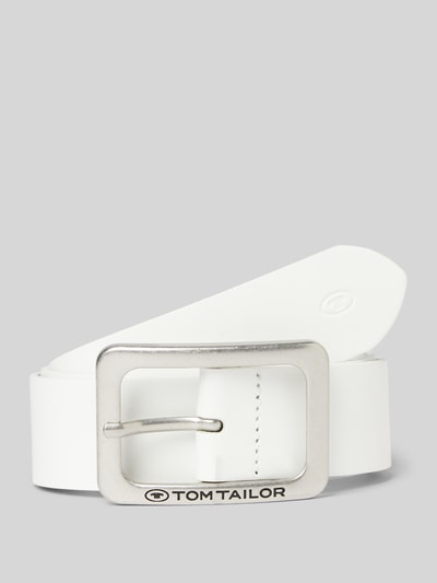 Tom Tailor Fein strukturierter Ledergürtel mit Dornschließe Modell 'SANDRA' Offwhite 1