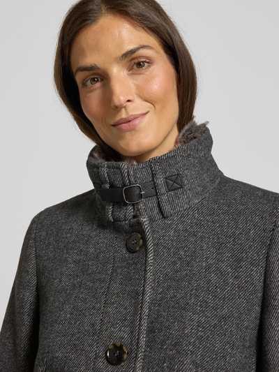 Christian Berg Woman Selection Regular fit lange jas met wol Antraciet gemêleerd - 3